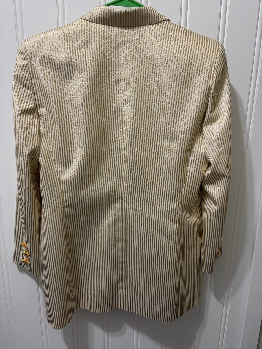 Vintage ESCADA Margaretha Ley Gold Metallic Stripe Double Breasted Blazer 42 - Picture 11 of 12